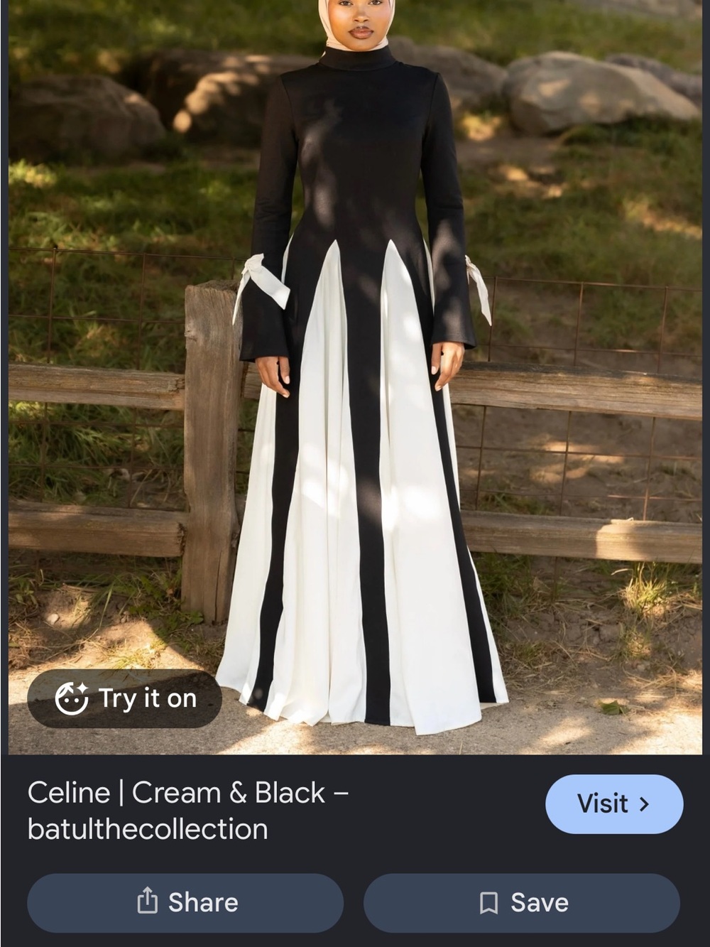 Celine Black Maxi Skirt with Cream Inset Panels